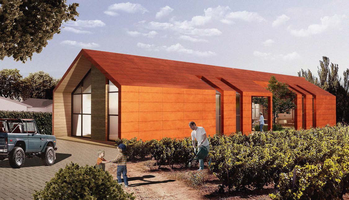 External view of the Corten-clad vineyard conversion